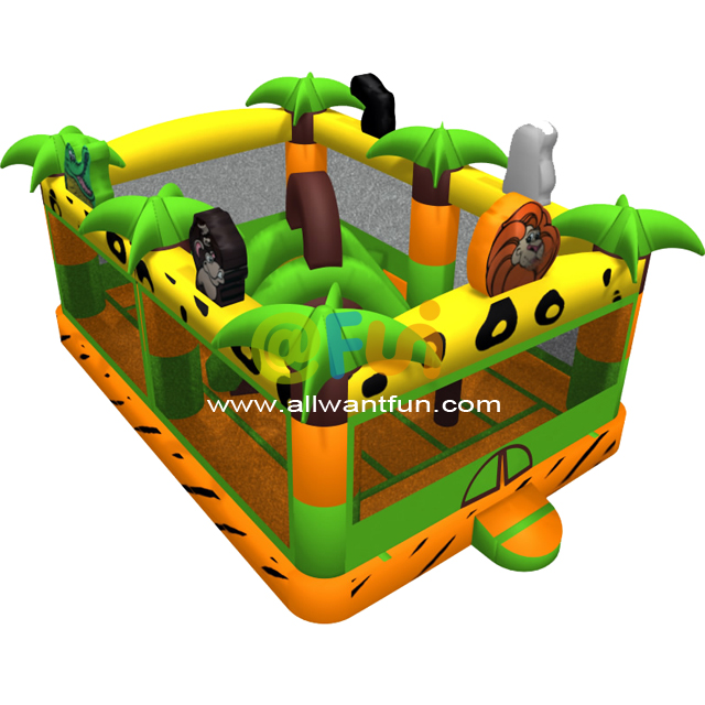 Casa de juegos para fiestas, casa de rebote de animales felices, casa de rebote inflable para niños pequeños