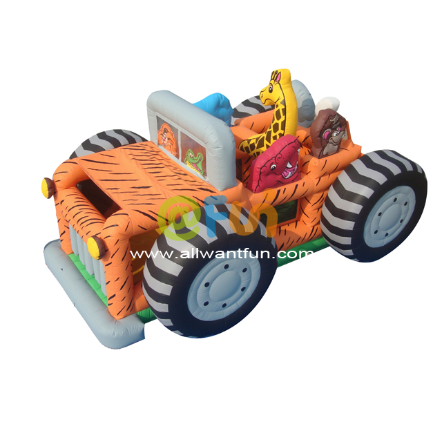 Coche de animales locos, castillo de salto, fiesta, casa de rebote, grado comercial